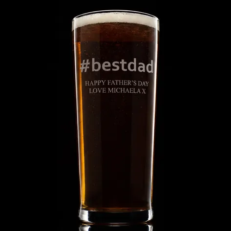 Personalised Hashtag Best Dad Pint Glass