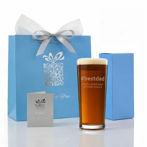 Personalised Hashtag Best Dad Pint Glass