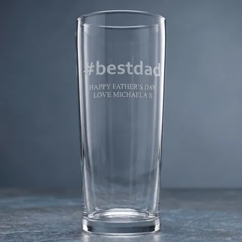 Personalised Hashtag Best Dad Pint Glass