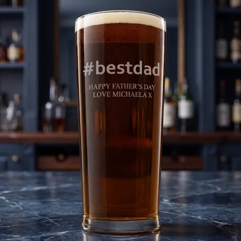 Personalised Hashtag Best Dad Pint Glass