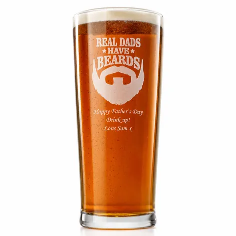Personalised Pint Glass - Real Dads Have Beards