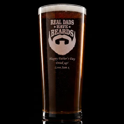 Personalised Pint Glass - Real Dads Have Beards