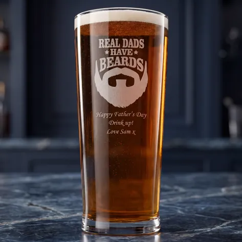 Personalised Pint Glass - Real Dads Have Beards