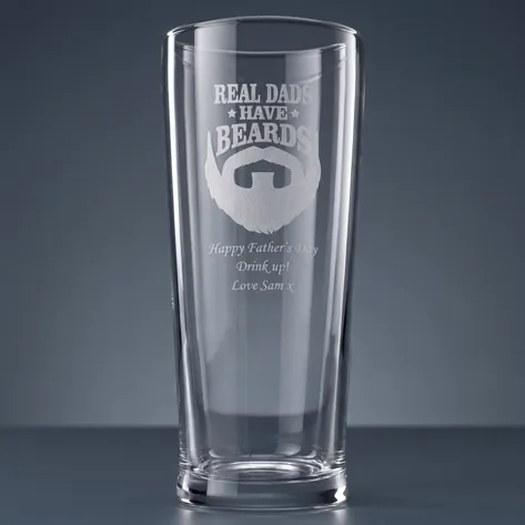 Personalised Pint Glass - Real Dads Have Beards