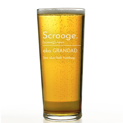 Personalised Christmas Scrooge Definition Straight Pint Glass