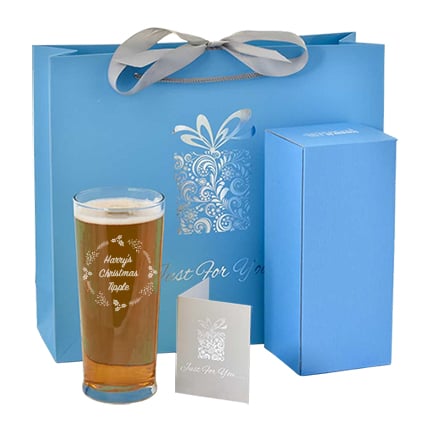 Personalised Christmas Wreath Any Message Straight Pint Glass