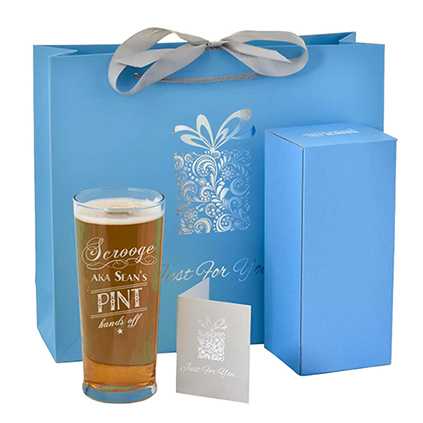 Personalised Christmas Scrooge Traditional Straight Pint Glass
