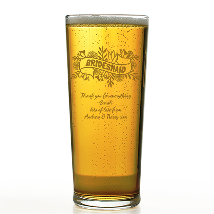 Personalised Floral Wedding Pint Glass Choose Option