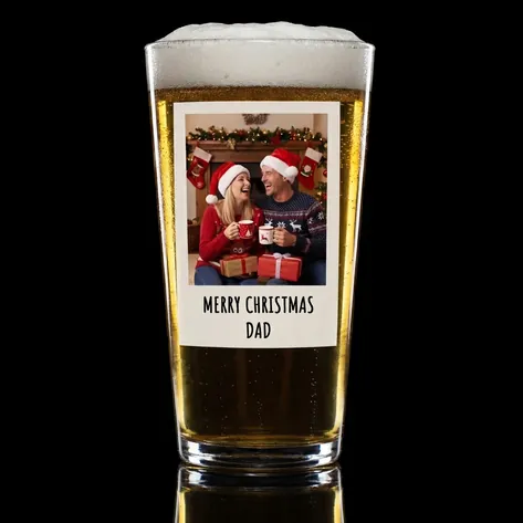 Personalised Photo Pint Glass With Message