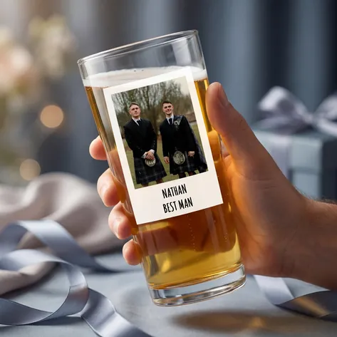 Personalised Photo Pint Glass With Message