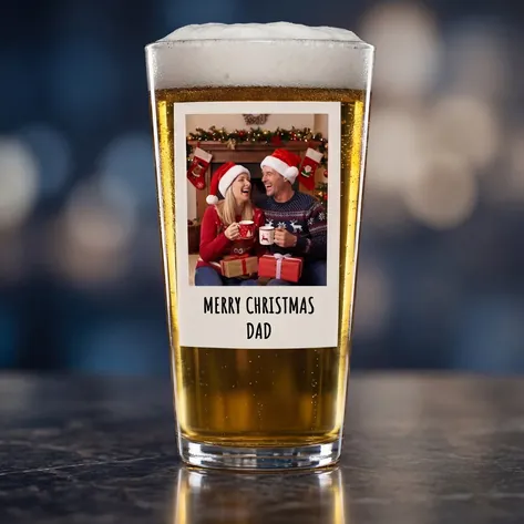 Personalised Photo Pint Glass With Message