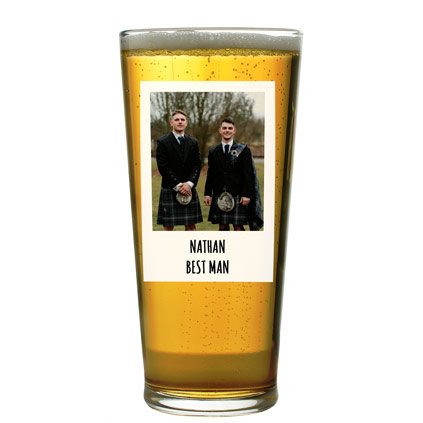 Personalised Photo Pint Glass With Message