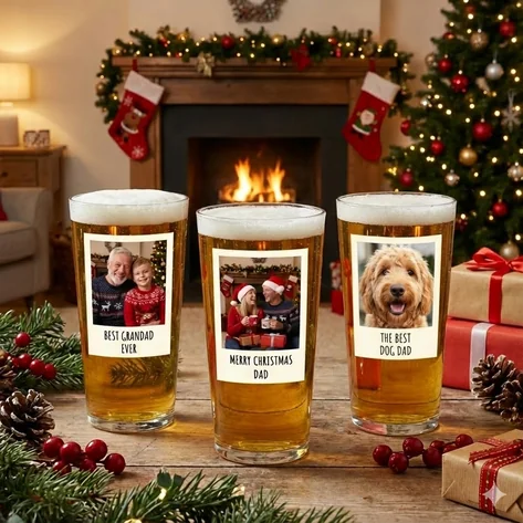 Personalised Photo Pint Glass With Message