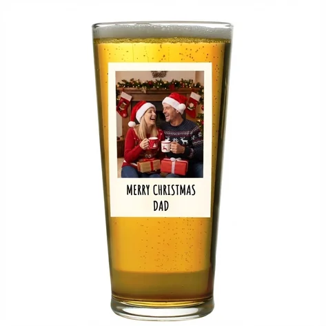 Personalised Photo Pint Glass With Message