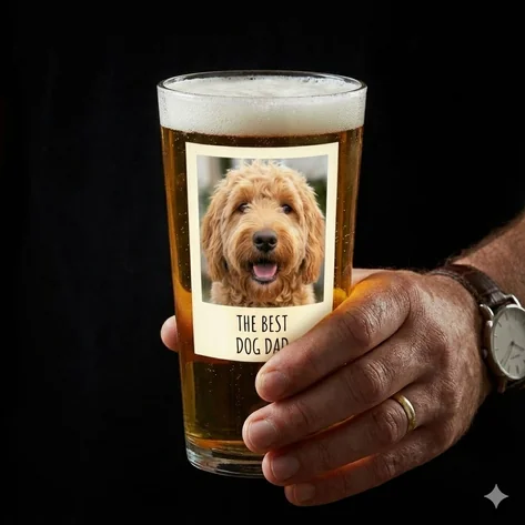 Personalised Photo Pint Glass With Message