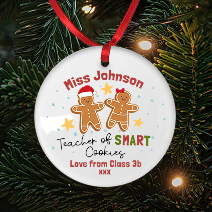 Personalised Christmas Teacher of Smart Cookies Bauble