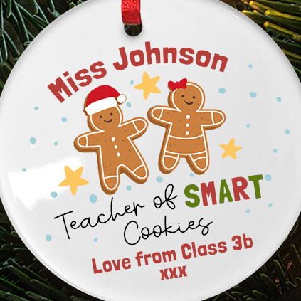 Personalised Christmas Teacher of Smart Cookies Bauble
