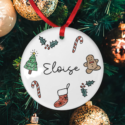 Personalised Any Name Christmas Sketch Bauble