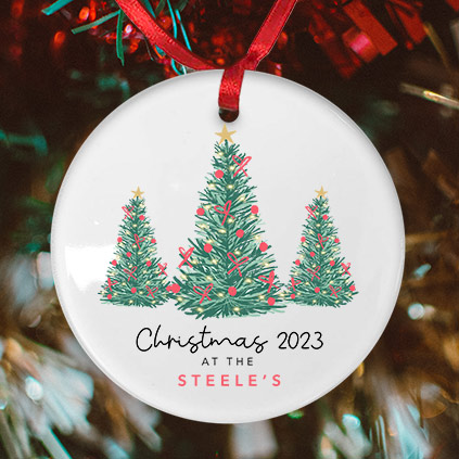 Personalised Christmas Tree Round Ceramic Bauble