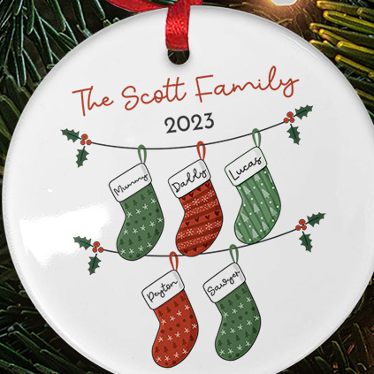 Personalised Christmas Stocking Round Bauble For Families