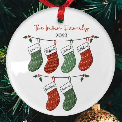 Personalised Christmas Stocking Round Bauble For Families