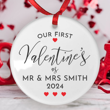 Personalised First Valentine's As Mr and Mrs Ceramic Keepsake