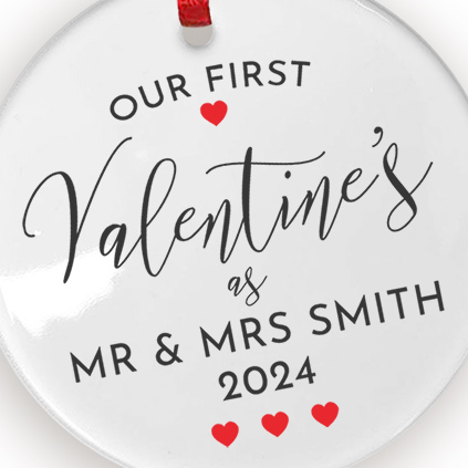 Personalised First Valentine's As Mr and Mrs Ceramic Keepsake