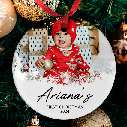 Personalised First Christmas Photo Bauble