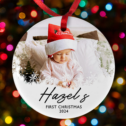 Personalised First Christmas Photo Bauble