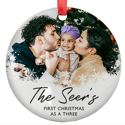 Personalised First Christmas Photo Bauble