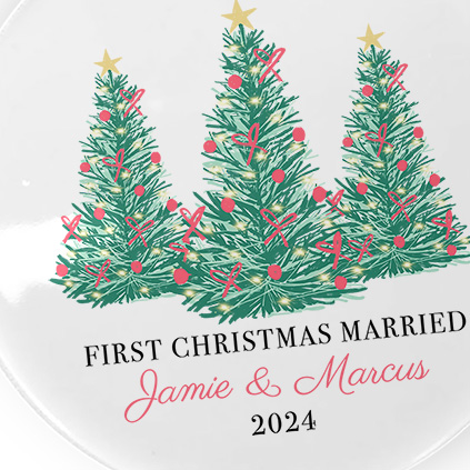 Personalised First Christmas Married Round Bauble