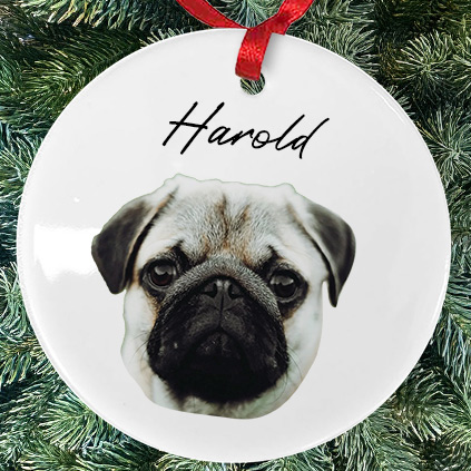 Personalised Face Cutout Ceramic Bauble