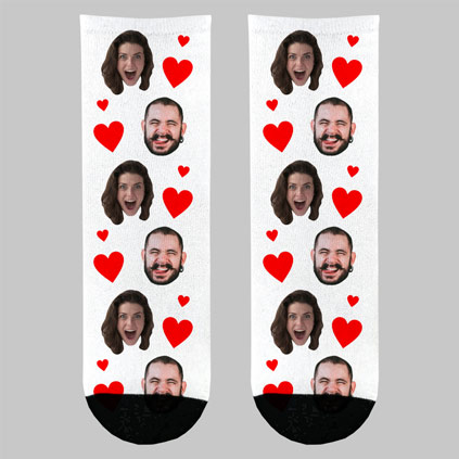 Personalised Love Heart Photo Upload Socks For Couples