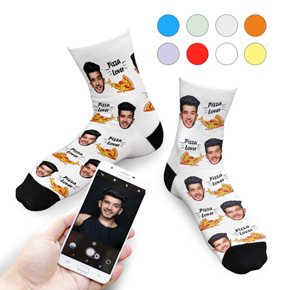 Personalised Pizza Lover Photo Face Socks Choose Colour