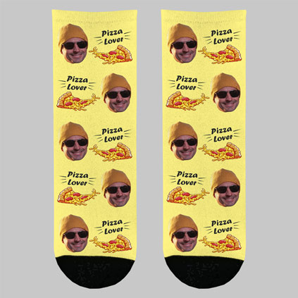 Personalised Pizza Lover Photo Face Socks Choose Colour