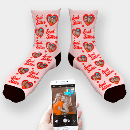 Personalised Photo Upload Soul Sister Galentine Socks