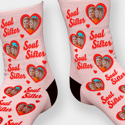 Personalised Photo Upload Soul Sister Galentine Socks