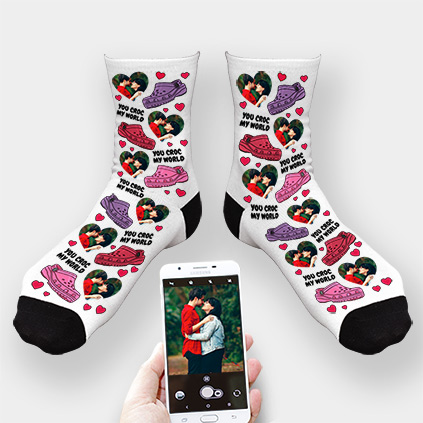 Personalised Photo Croc my World Socks