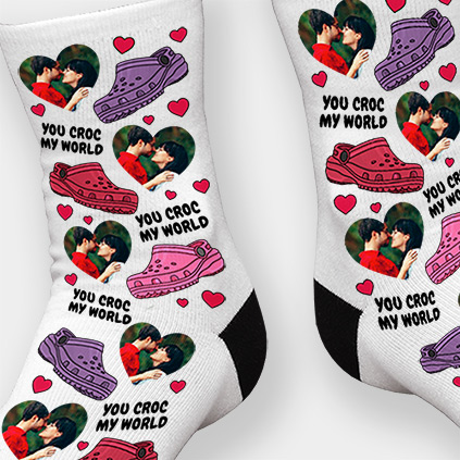 Personalised Photo Croc my World Socks