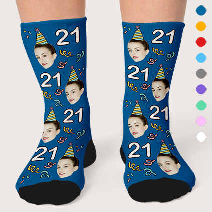 Personalised Birthday Photo Socks Choose Colour