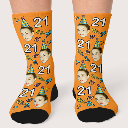 Personalised Birthday Photo Socks Choose Colour