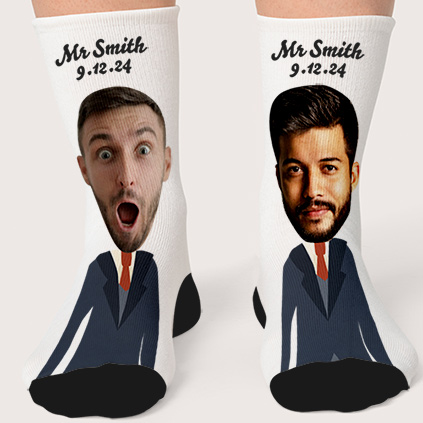 Personalised Photo Socks For Groom And Groom