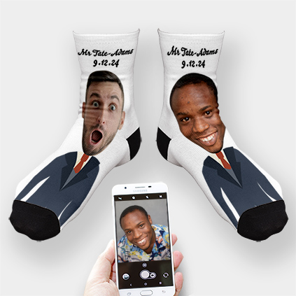 Personalised Photo Socks For Groom And Groom