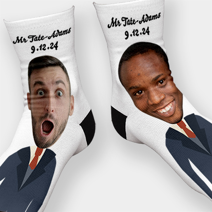 Personalised Photo Socks For Groom And Groom