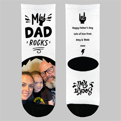 Personalised Dad Rocks Photo Socks