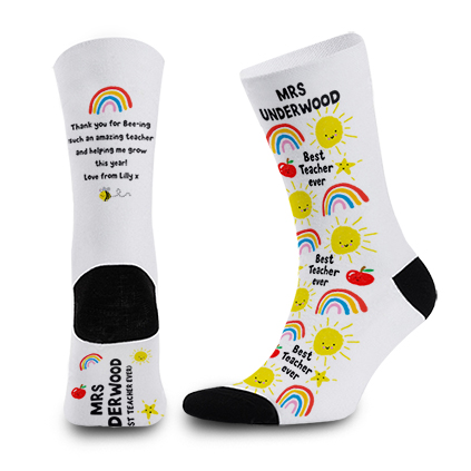 Personalised Thank You Teacher Rainbow Socks