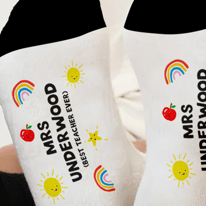 Personalised Thank You Teacher Rainbow Socks