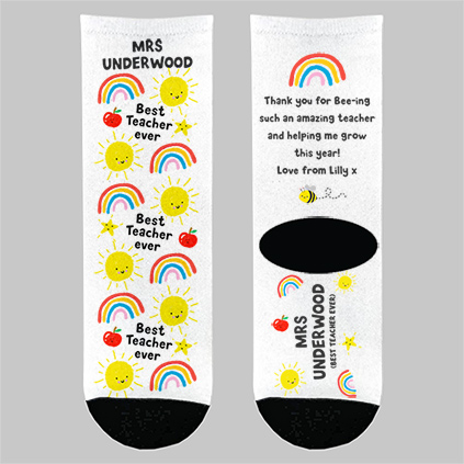 Personalised Thank You Teacher Rainbow Socks
