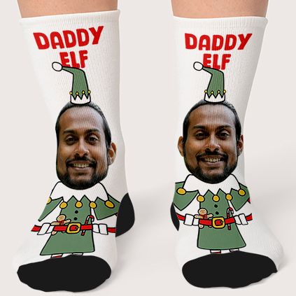 Personalised Photo Upload Christmas Elf Socks