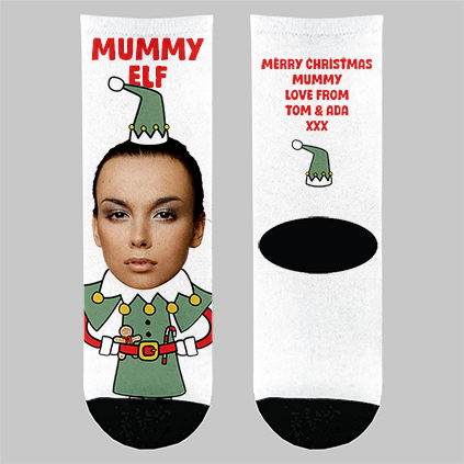 Personalised Photo Upload Christmas Elf Socks